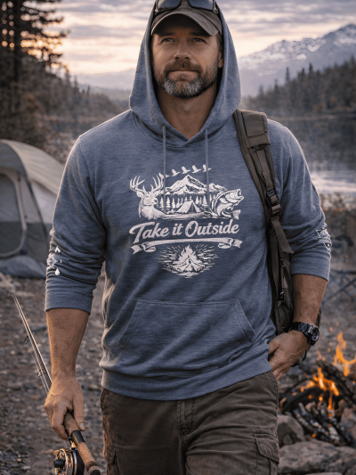 "Take It Outside" Hoodie with Sleeve Designs
