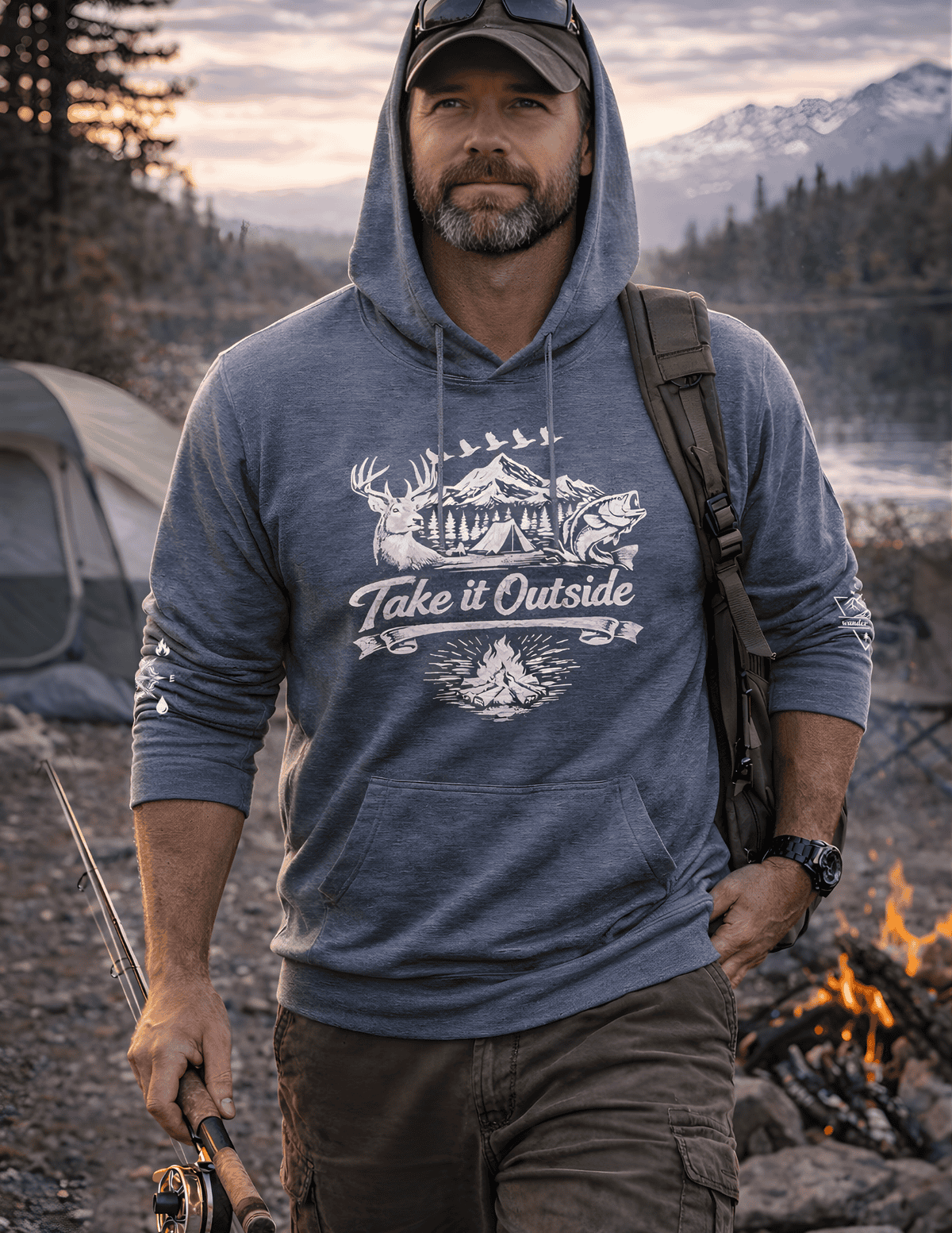 "Take It Outside" Hoodie with Sleeve Designs