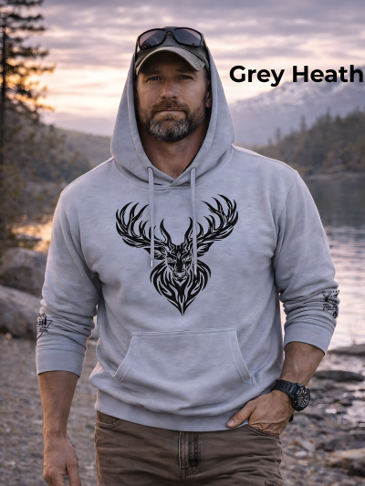 Tribal Stag Hoodie with Front, Back and Sleeve Graphics