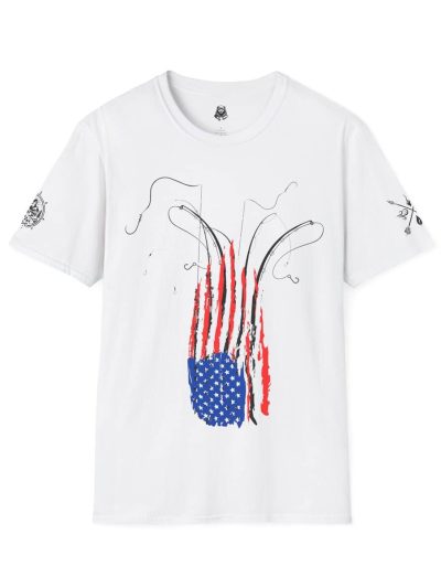 Fishing Pole American Flag T-Shirt